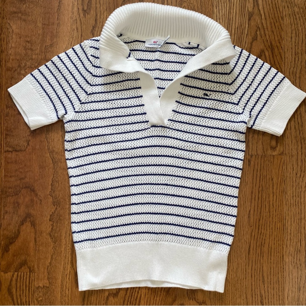 Striped polo sweater